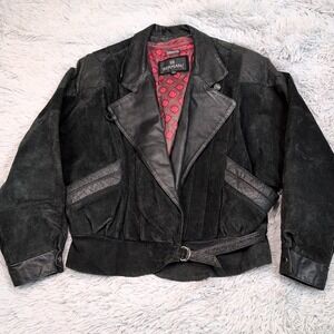 Vintage Berman's Jacket Womens L Black Leather Removable‎ Liner Thinsulate